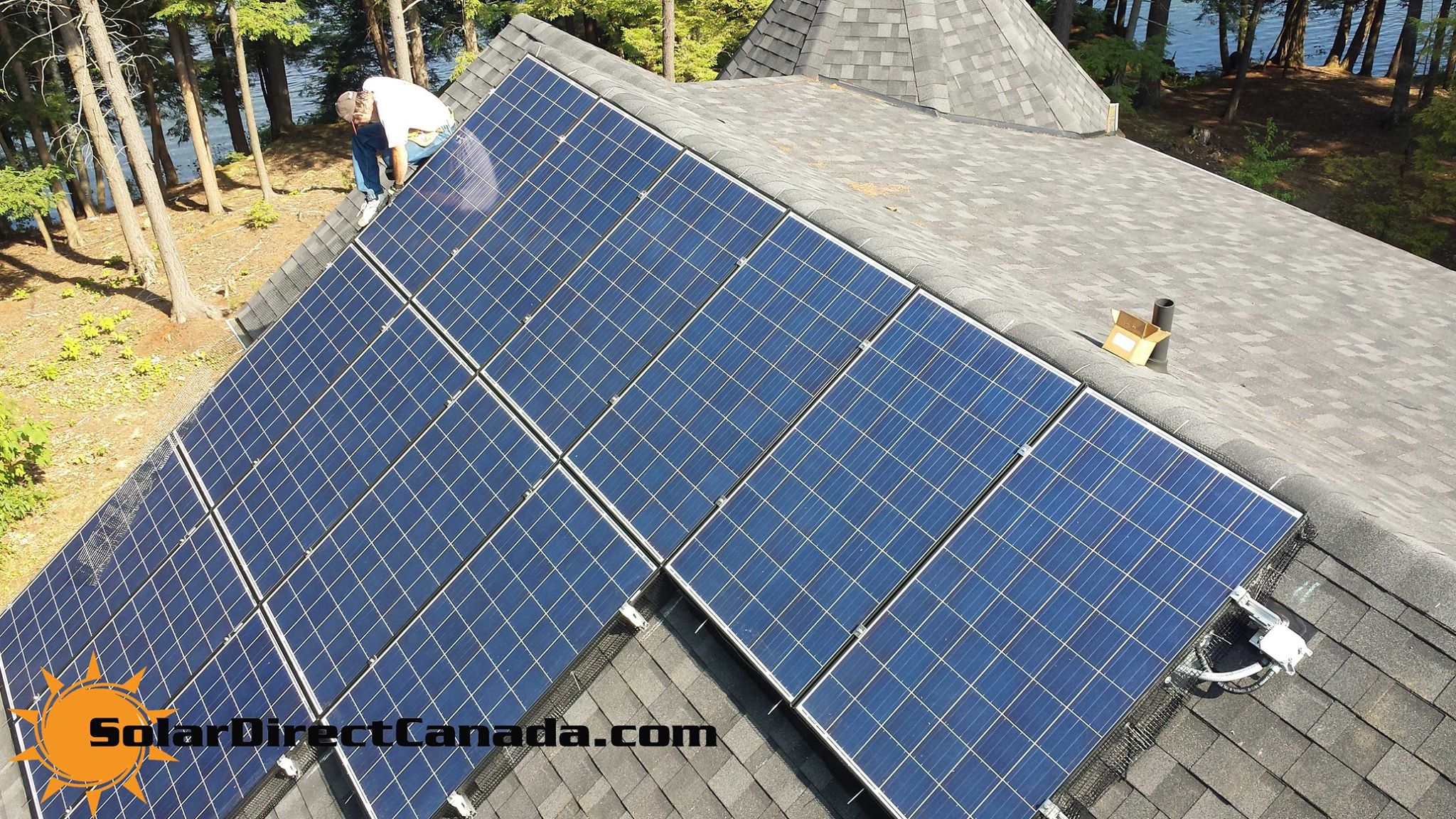 Roof installation on the lake